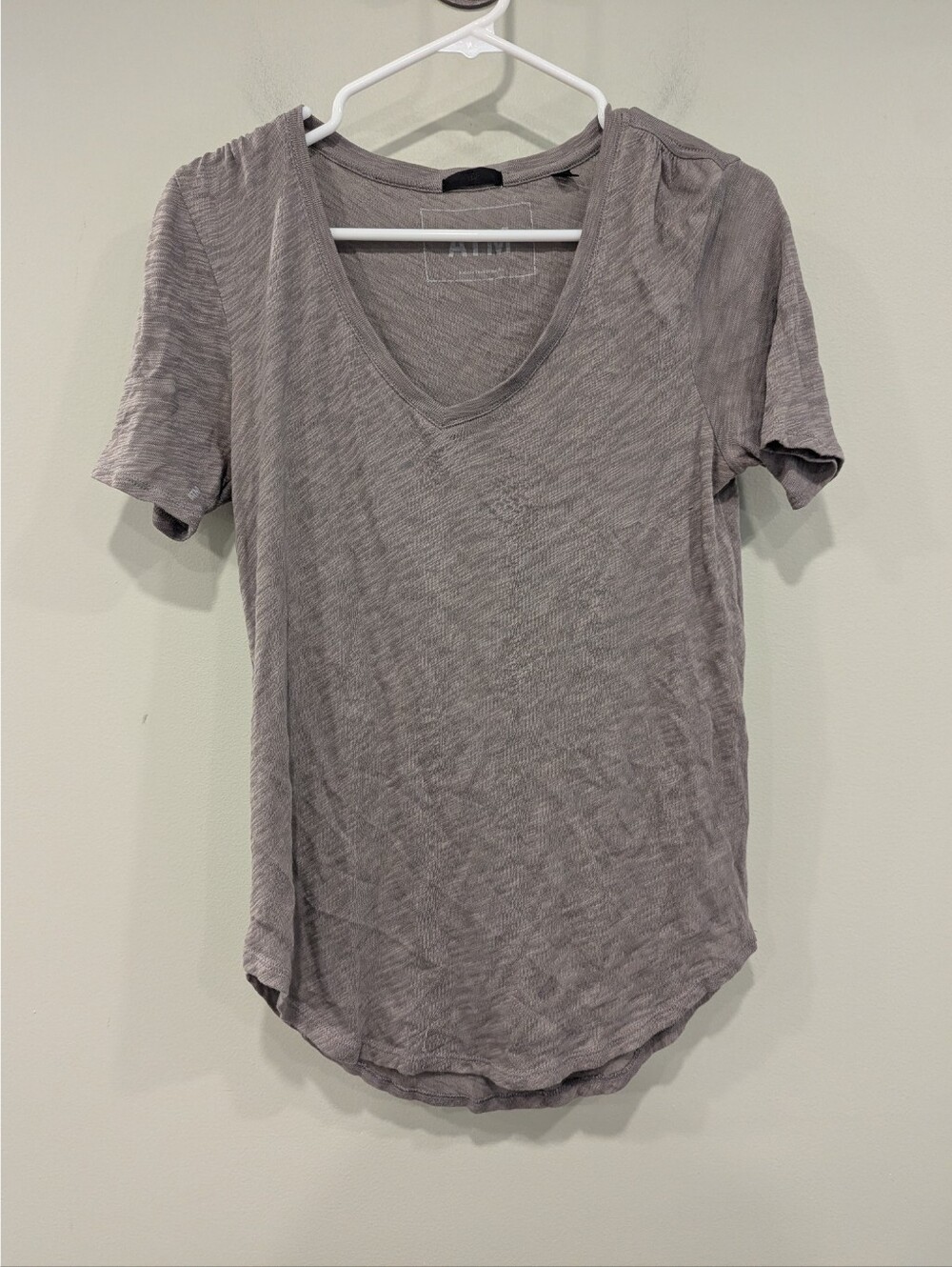 ATM Grey Slub V-neck Pima Tee Size Medium